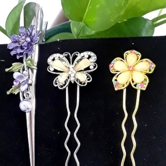 NWOT Hair Rhinestone Pins and 1 Big Duck Bill clip - Picture 2 of 8